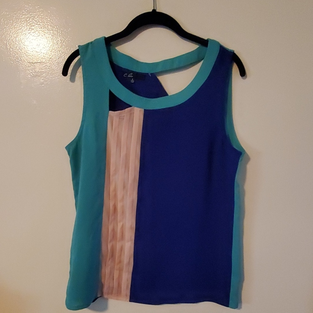 color block sleeveless shirt